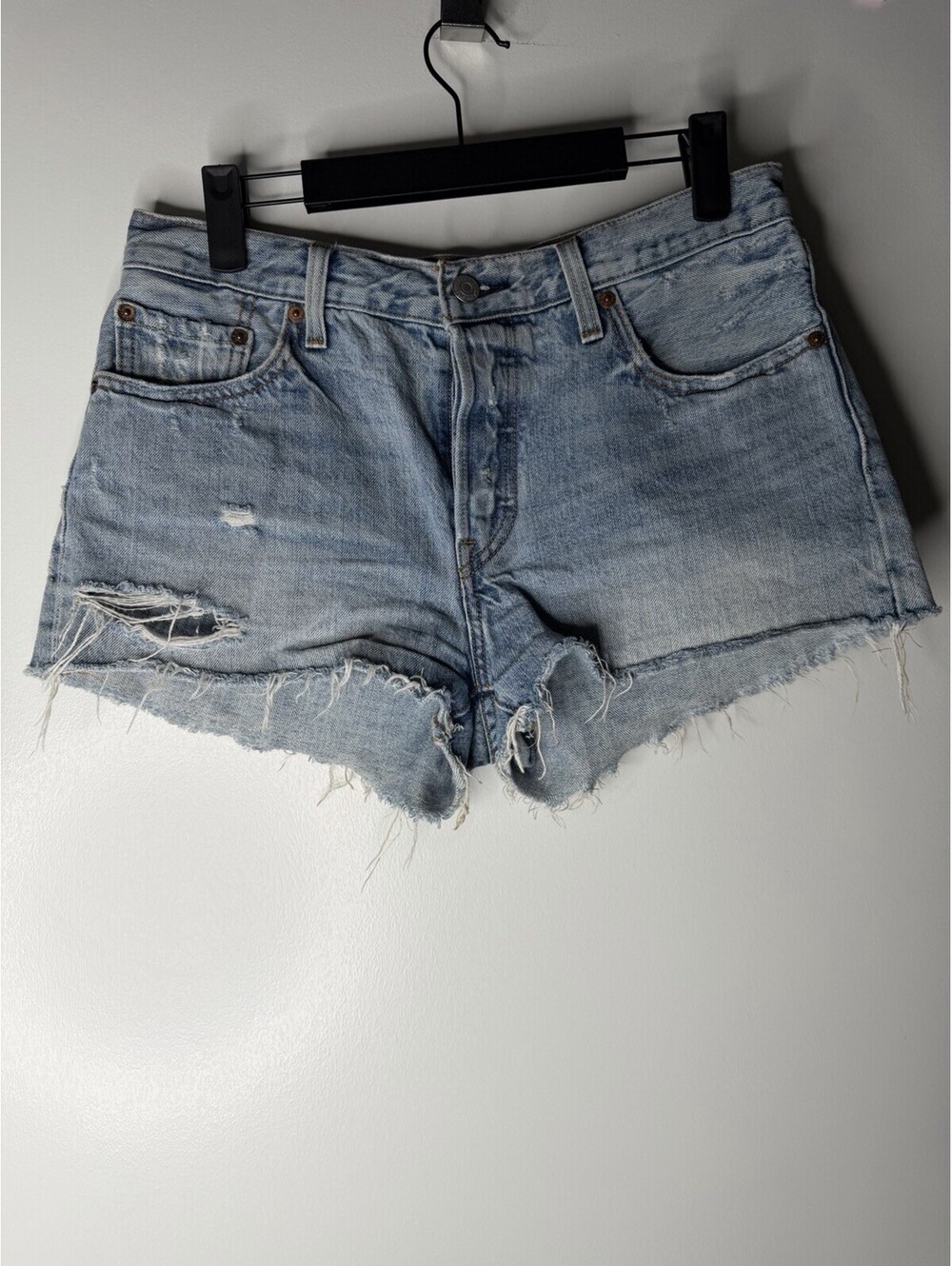 Vintage Levi’s 501 Cutoff Shorts Size 28 Denim High Rise Button Fly Destroyed